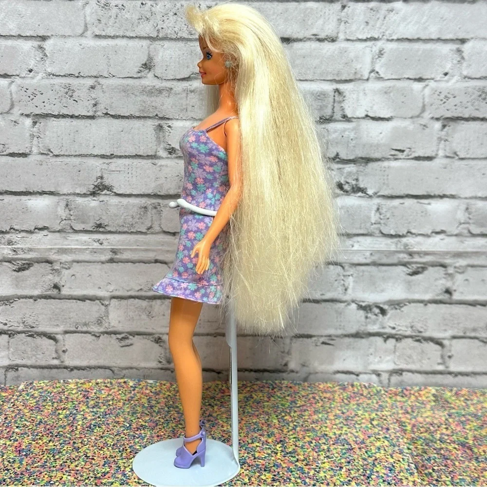 Barbie Doll 1995 Foam N Color Long Blonde Hair Bangs Earrings Shoes Restyled